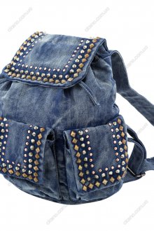 Стильный джинсовый рюкзак с шипами